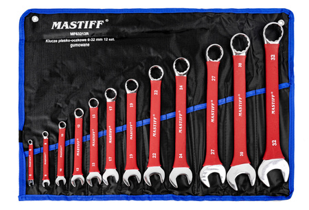 Klucze płasko oczkowe płaskie gumowane zestaw płachta 6-32 mm 12el MASTIFF