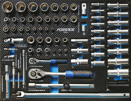 Szafka warsztatowa wózek narzędziowy z wyposażeniem klucze nasadowe 274 el. FORSAGE