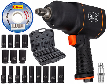Klucz udarowy pneumatyczny kompozytowy 1/2" 1850Nm BJC + Nasadki 10-32mm