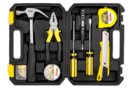 Zestaw narzędziowy klucze nasadowe wkrętaki młotek 55 el. WMC