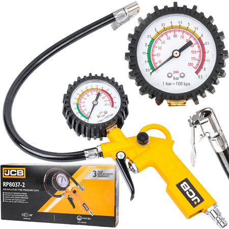 Pistolet do pompowania kół duży manometr pompka samochodowa 8,5 BAR JCB