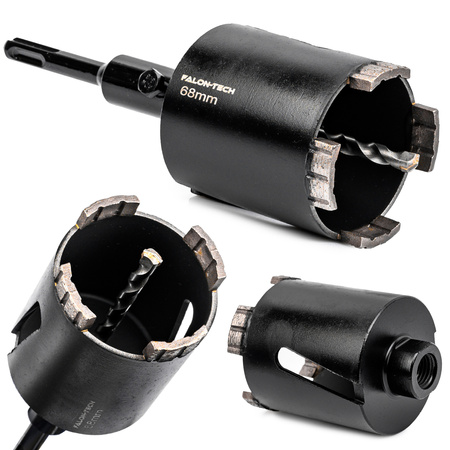 Otwornica diamentowa 68mm 4-segmentowa + adapter SDS-PLUS FALON-TECH