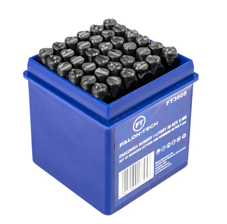 Numeratory znaczniki stemple wybijaki do metalu litery + cyfry 5mm 36el. FALON-TECH