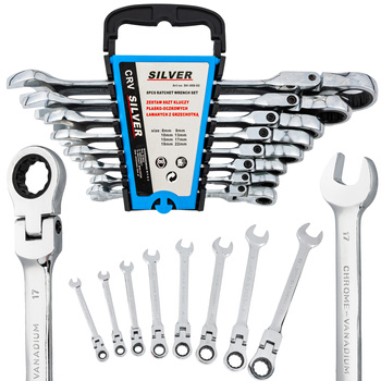 Klucze z grzechotką płasko-oczkowe łamane 8-22 8el SILVER