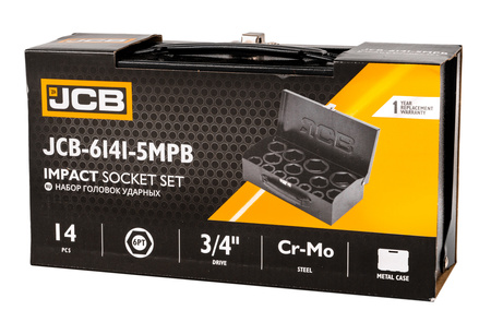 Zestaw nasadki udarowe głębokie do klucz pneumatyczny 3/4" 14el 17-50mm JCB