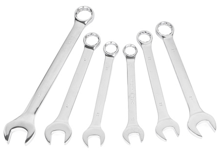 Zestaw kluczy płasko-oczkowych 6 elementów stal crv grube satyna 34-50 mm MAR-POL