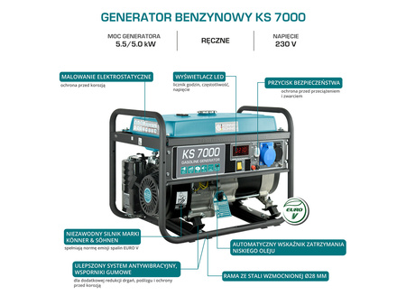Agregat generator prądu benzynowy KS 7000 5000w 230v Könner & Söhnen KS