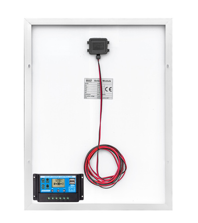 Zestaw solarny fotowoltaiczny 50W 12V (Panel solarny 50W, Regulator napięcia 20A) VOLT POLSKA