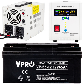 Zestaw Awaryjne Zasilanie Pieca CO Przetwornica 500E + Akumulator 65A VOLT POLSKA