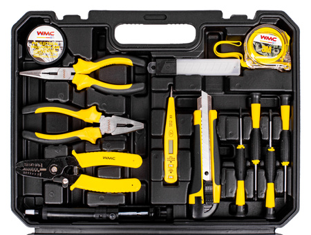 Zestaw narzędziowy dla elektryka klucze miernik prądu 34el. WMC
