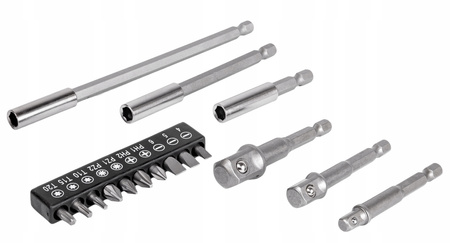 Adaptery redukcje na nasadki do wkrętarki bity przedłużki 16 el FALON-TECH