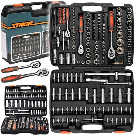Zestaw kluczy nasadowych narzędzi 173szt 1/4" 1/2" klucze bity torx STHOR YATO