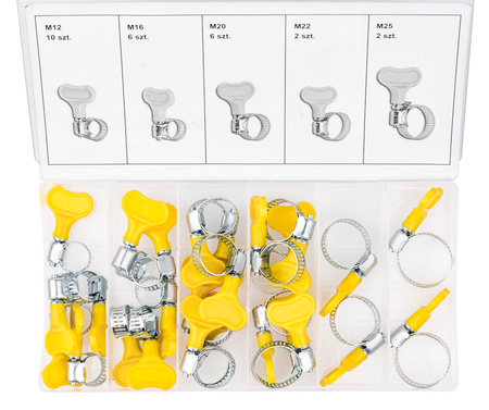 Opaski zaciskowe ślimakowe obejmy motylek m12-m25 26szt FALON-TECH