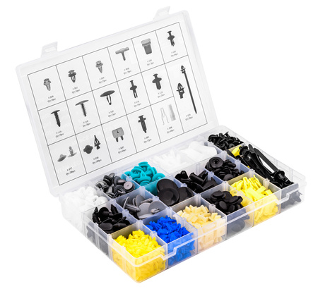 Spinki samochodowe klipsy kołki do tapicerki 730 szt + ściągacz do kołków FALON-TECH