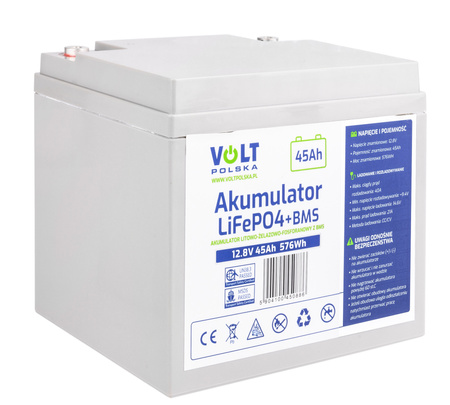 Akumulator LiFePo4 45Ah 40A 12V BMS VOLT POLSKA