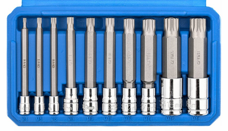 Zestaw klucze nasadki bity spline M4-M18 końcówki długie walizka 10szt FALON-TECH