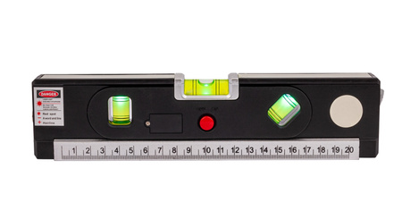 Poziomica laserowa z miarką standardową i zwijaną 150cm +LED GEKO
