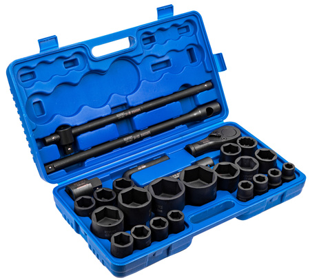 Klucze Nasadowe Udarowe 3/4" + 1" 6-kątne 26 el TRADE HOUSE