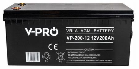 Akumulator bezobsługowy agm do ups pieca kampera jacht mocny 12V 200Ah VPRO VOLT POLSKA