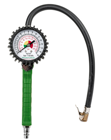 Pistolet do pompowania kół opon z manometrem manometr pompka wąż 16 bar ROCKFORCE
