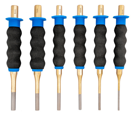Zestaw wbijaki dobijaki cylindryczne punktaki z osłoną 3-8 mm 6szt FALON-TECH