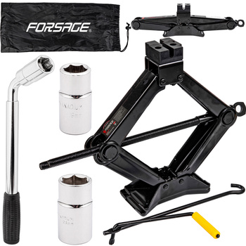 Podnośnik samochodowy trapezowy 2T + klucz do kół FORSAGE