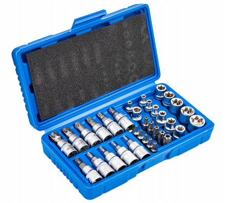 Klucze nasadowe gwiazdka nasadki bity torx 3/8" zestaw kluczy nasadek 34el FALON-TECH