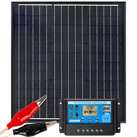 Zestaw solarny fotowoltaiczny 40W 12V BLACK (Panel solarny 40W, Regulator napięcia 10A) VOLT POLSKA