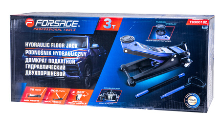 Podnośnik warsztatowy hydrauliczny 3T 2-tłokowy niskoprofilowy FORSAGE