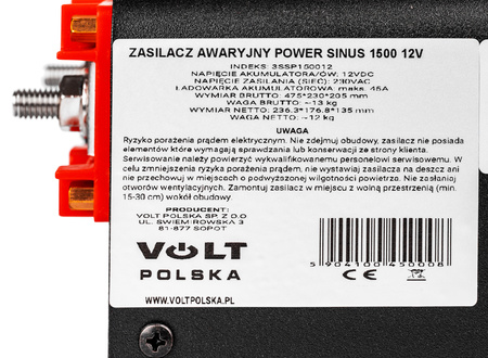 Przetwornica UPS Powersinus-1500W/3000W (12V/230V/1500W-3000W) VOLT POLSKA