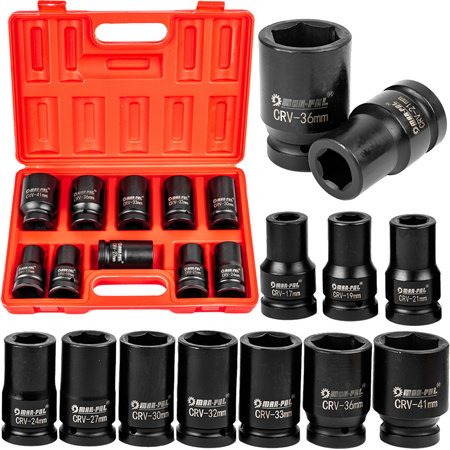 Nasadki udarowe CRV 1" 17-41 mm 10 sztuk MAR-POL