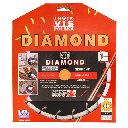 Tarcza diamentowa do betonu 230x10x22.2 mm FALON-TECH