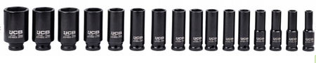Zestaw nasadki udarowe głębokie do klucz pneumatyczne 1/2" 10-36mm 16el JCB