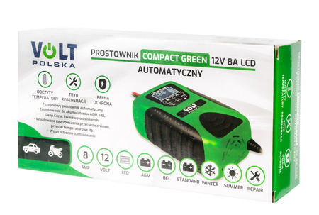 Prostownik automatyczny do akumulatora LCD 12V 8A VOLT POLSKA