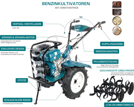 Glebogryzarka kultywator spalinowy KS 9HP-1350G-3 (500) 9km 134cm Könner & Söhnen KS