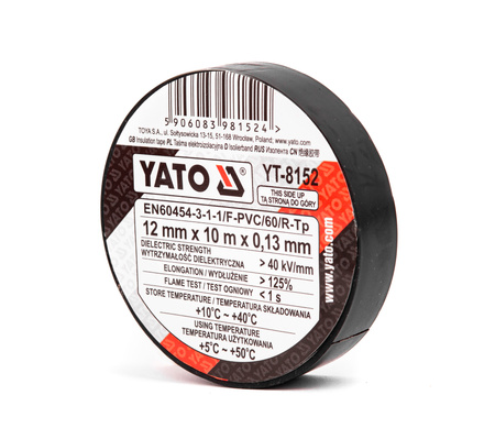 Taśma izolacyjna czarna PCV 12 mm x 10 m x 0,13 mm YA