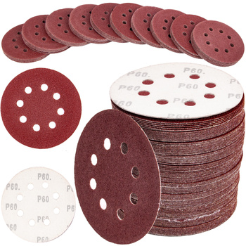 Papier ścierny na rzep krążek dysk z dziurami 125mm P60 100szt SILVER
