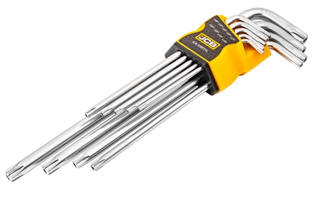 Zestaw klucze imbusowe crv imbusy długie torx z otworem T10H - T50H 9el JCB