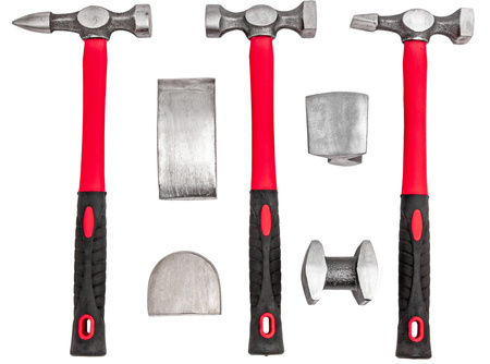 Narzędzia blacharskie 7 el. młotki kowadełka zestaw GEKO