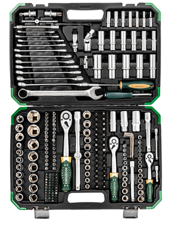 Zestaw narzędziowy warsztatowy klucze nasadowe nasadki płaskie torx 216 + 6el ROCKFORCE