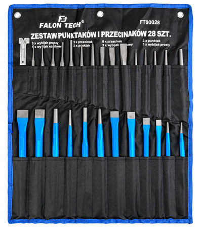 Zestaw Punktaków Wybijaków i Przecinaków 28 el FALON-TECH