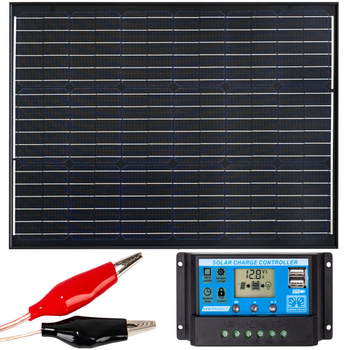 Zestaw solarny fotowoltaiczny 50W 12V BLACK (Panel solarny 50W, Regulator napięcia 10A) VOLT POLSKA
