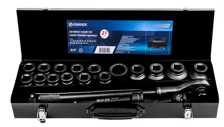 Klucze nasadowe nasadki udarowe grzechotka zestaw 3/4" 21el 17-50 mm walizka FORSAGE