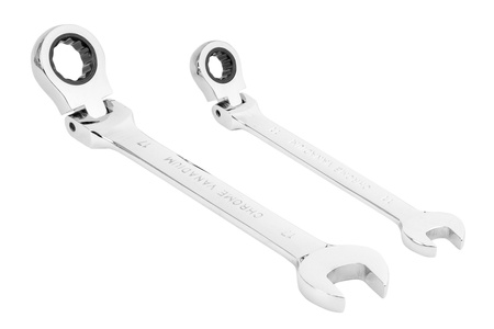 Klucze Płasko Oczkowe z Grzechotką Łamaną 8-19mm 12el. +Płachta SILVER