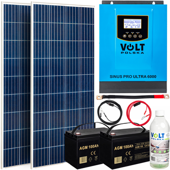 Zestaw solarny bateria słoneczna 6000W (przetwornica, 2x panel 180w, 2x akumulator) VOLT POLSKA