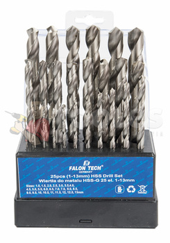 Wiertła do metalu 1-13 mm wiertło (zestaw 25szt) FALON-TECH