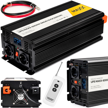 Przetwornica prądu napięcia UPS sinus 12v 230v MAXX 3000/6000W LCD PILOT 4SUN