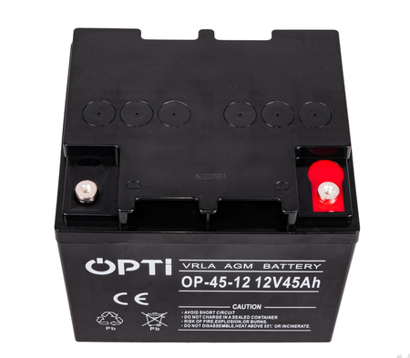 Akumulator AGM OPTI 12V 45Ah + zewnętrzny wyświetlacz LCD VOLT POLSKA