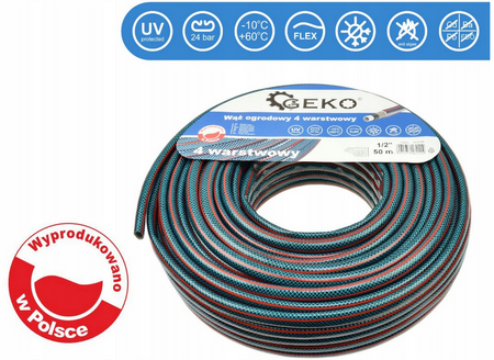 Wąż ogrodowy do wody 4-warstwowy 1/2" 50m GEKO