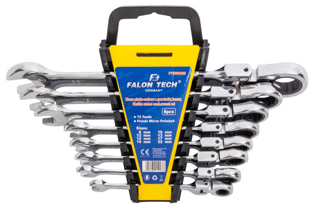 Klucze z grzechotką płasko-oczkowe łamane 8-22 8el FALON-TECH